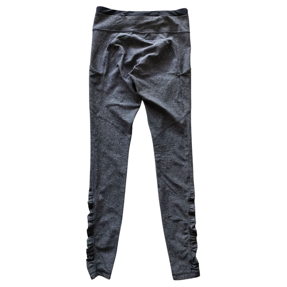 Lululemon Women's Speed Tight III Heathered Black Ruched Mid-Rise Leggings Sz 6 - Picture 7 of 13